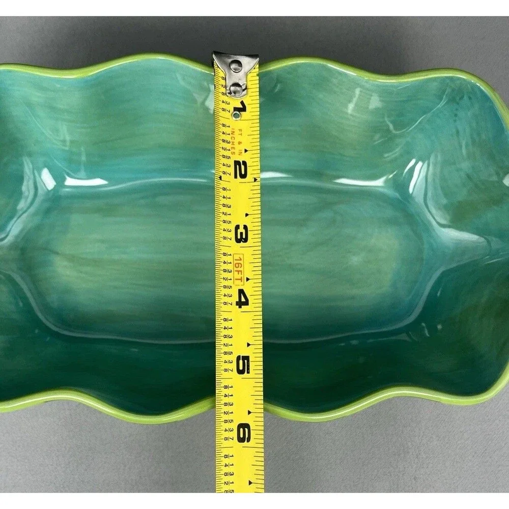 Southern Living at Home Gail Pittman Hand-Painted Ruffled Bowl Provence Green